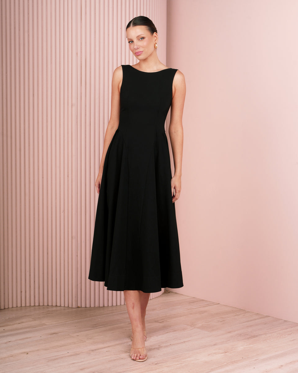 Dress For Height Knee Calf Length Dresses Meaning Diamante Trim Wool Silk  Midi Dress In Black