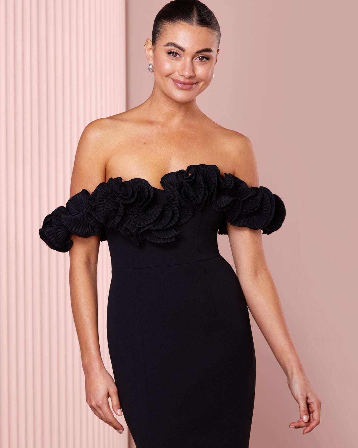 Ziva Frill Off Shoulder Gown