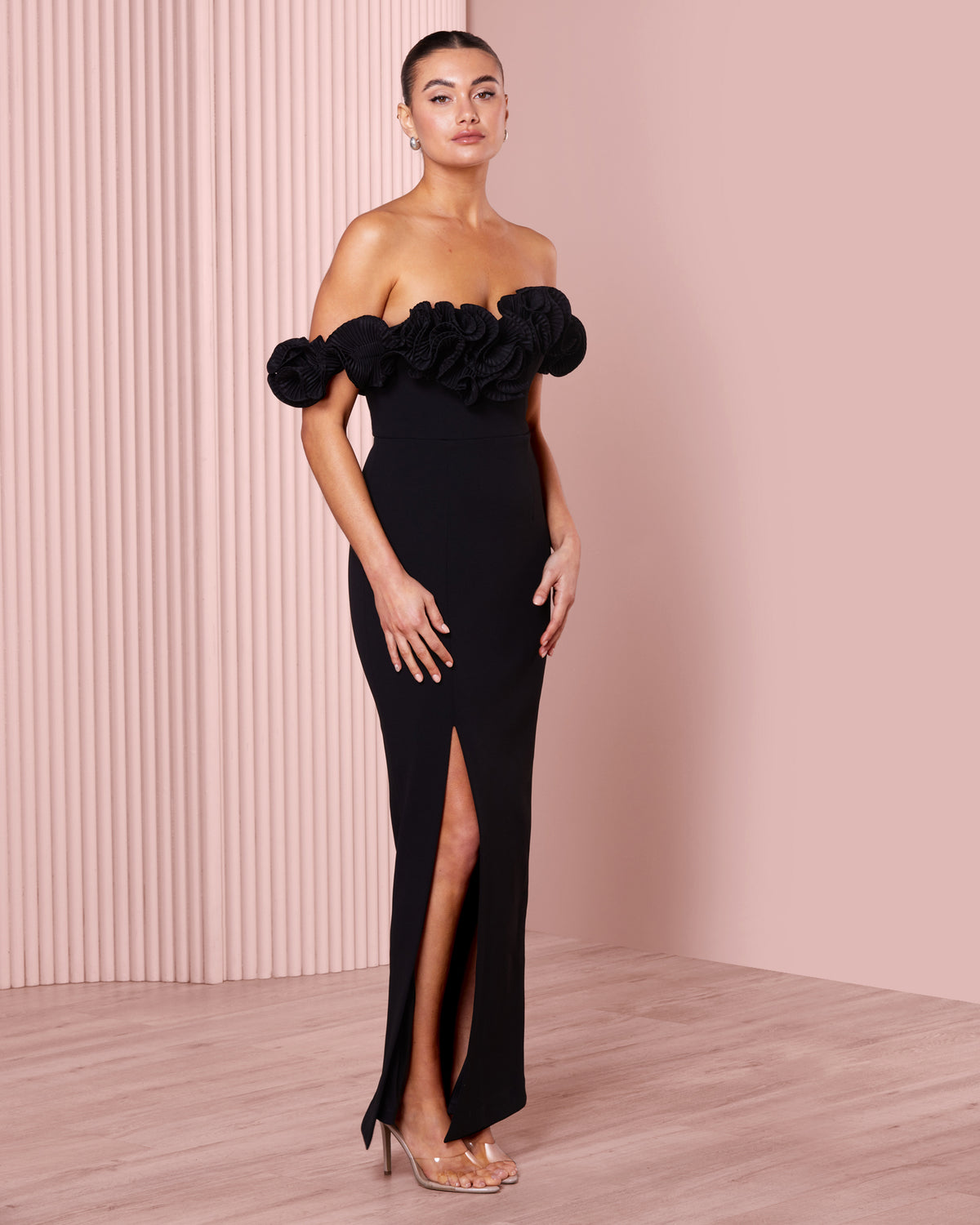 Ziva Frill Off Shoulder Gown