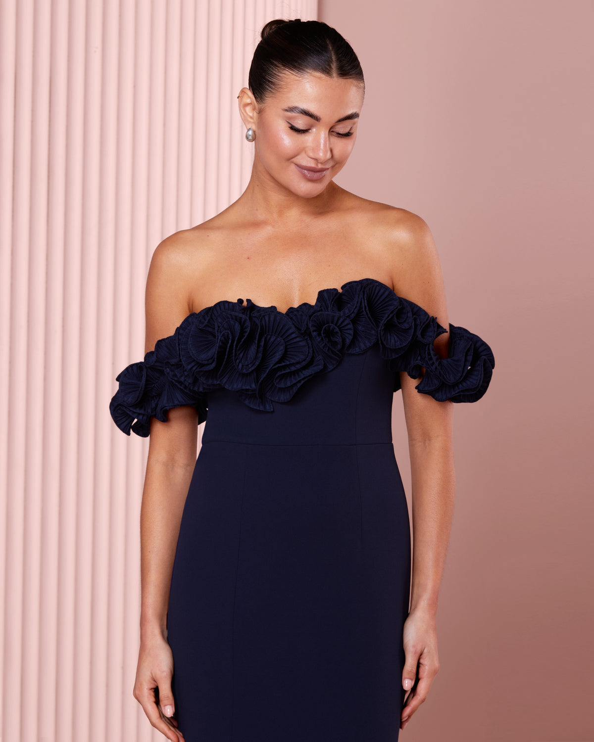 Ziva Frill Off Shoulder Gown