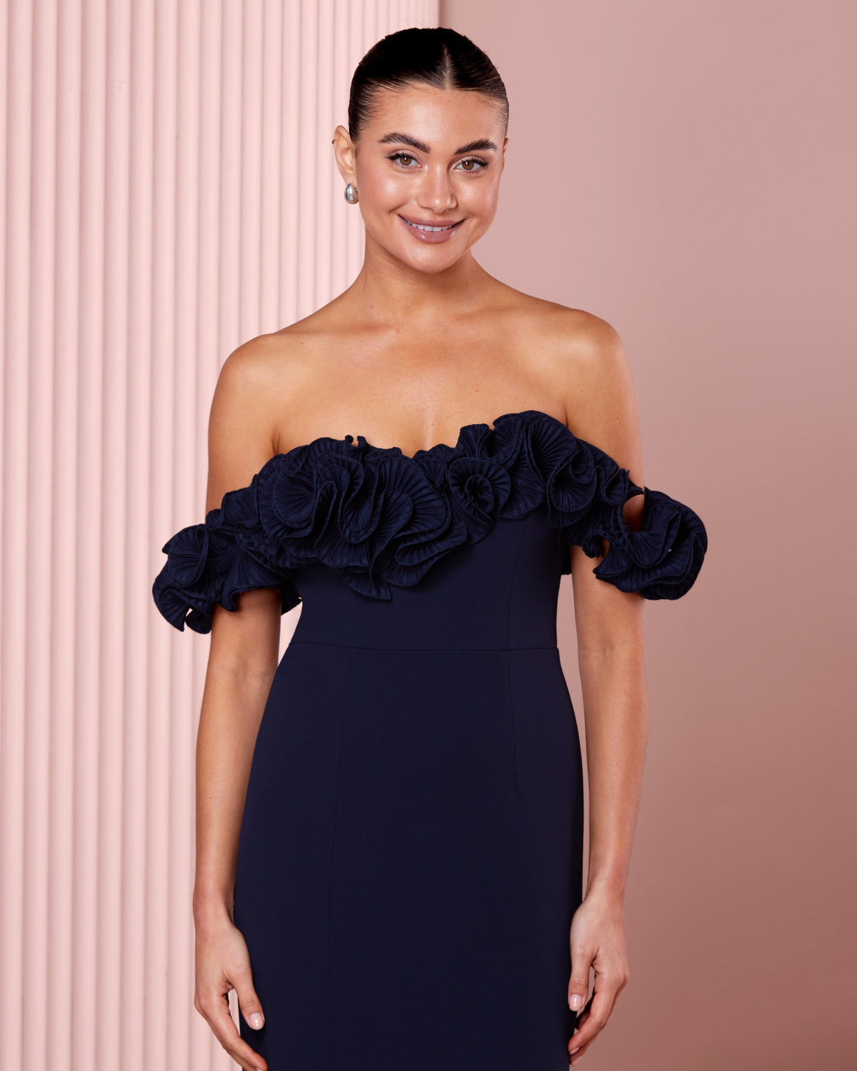 Ziva Frill Off Shoulder Gown