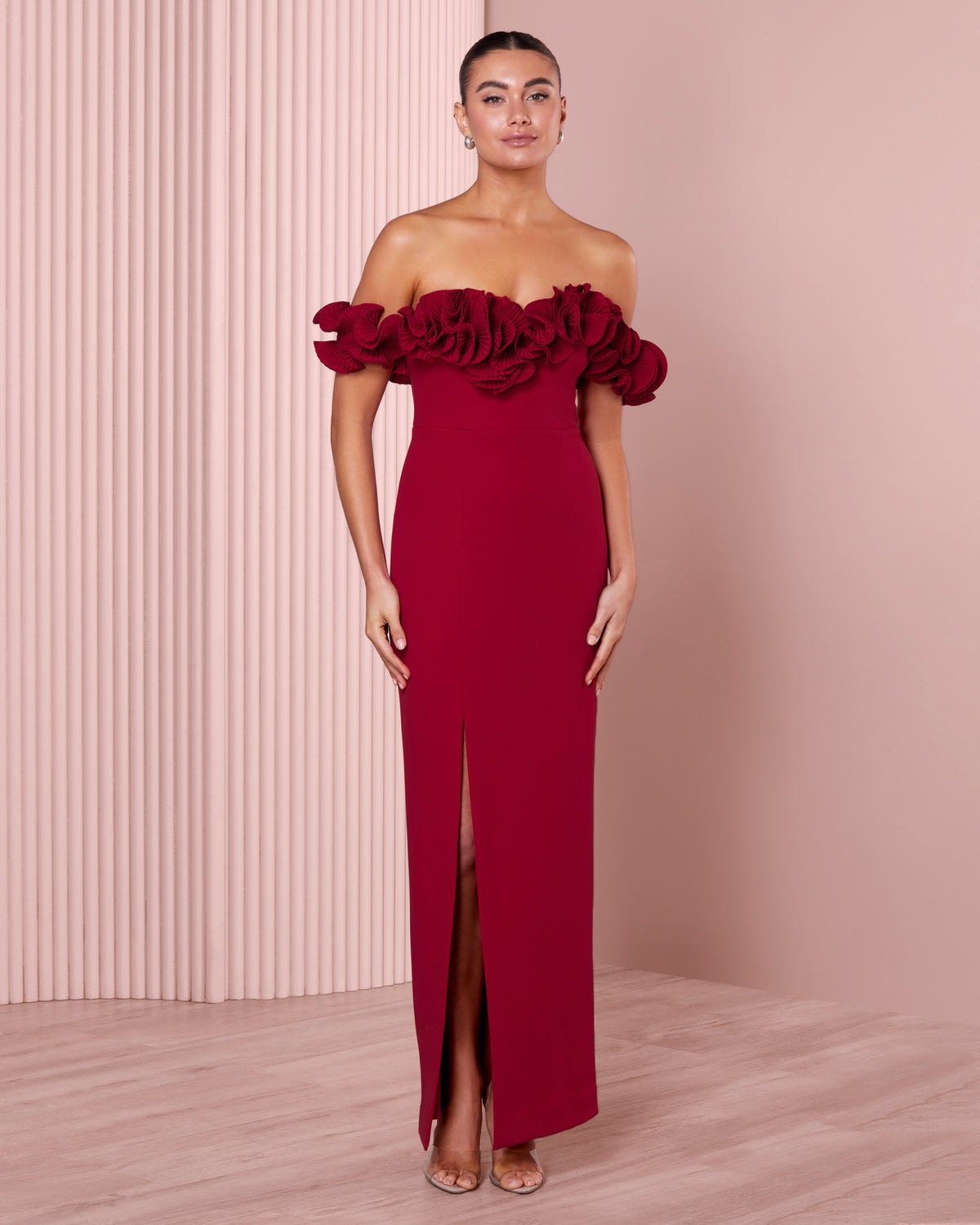 Ziva Frill Off Shoulder Gown