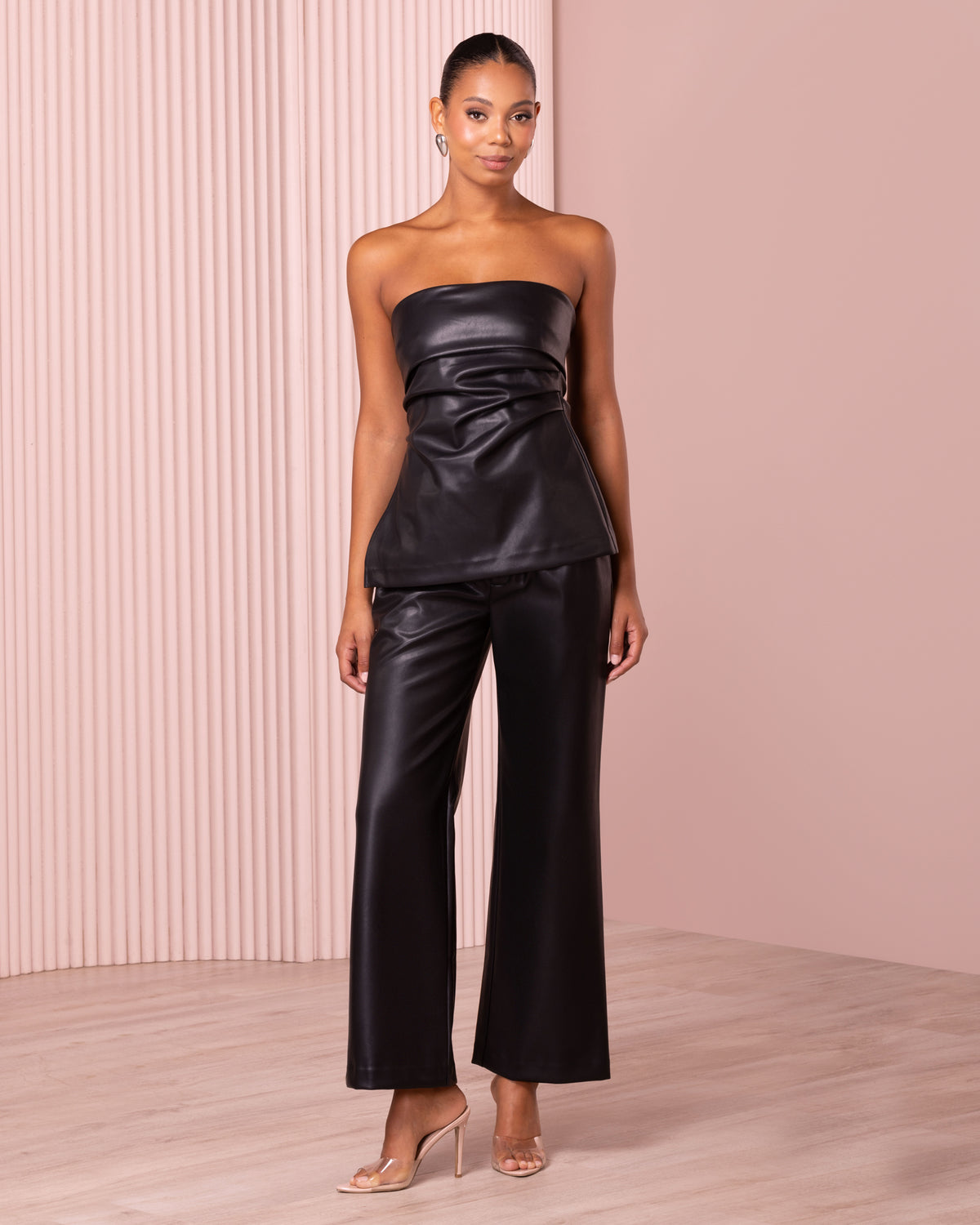 Jesse Leather Strapless Top