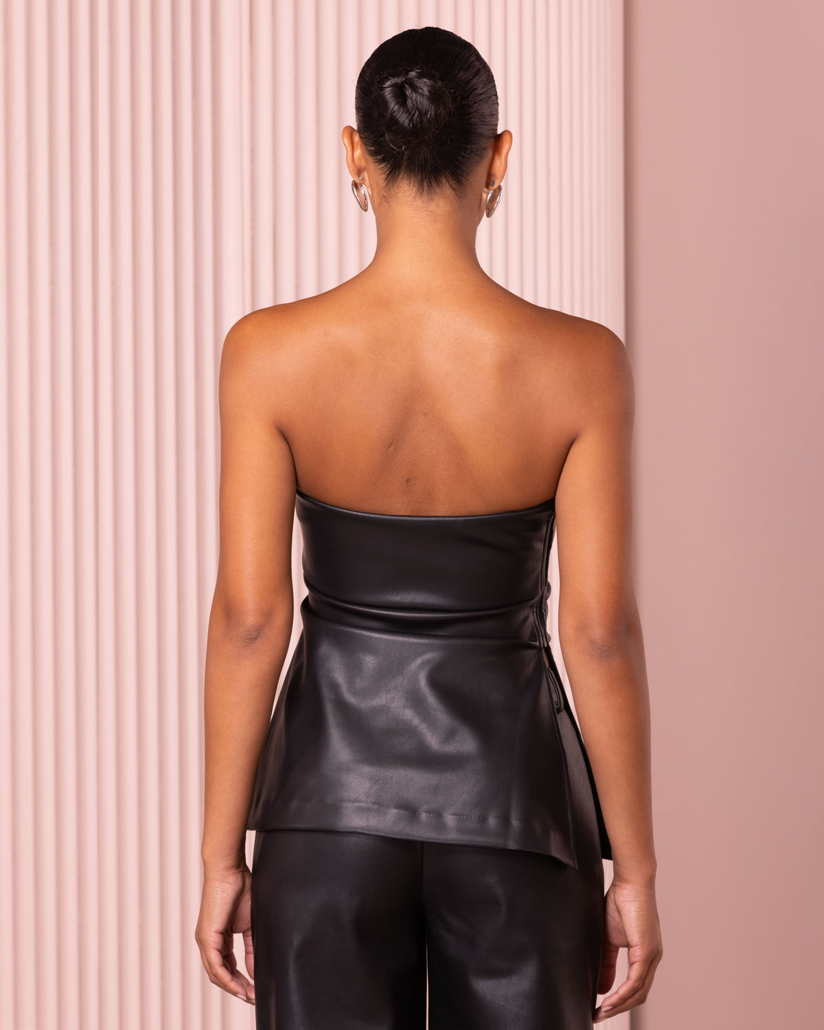 Jesse Leather Strapless Top