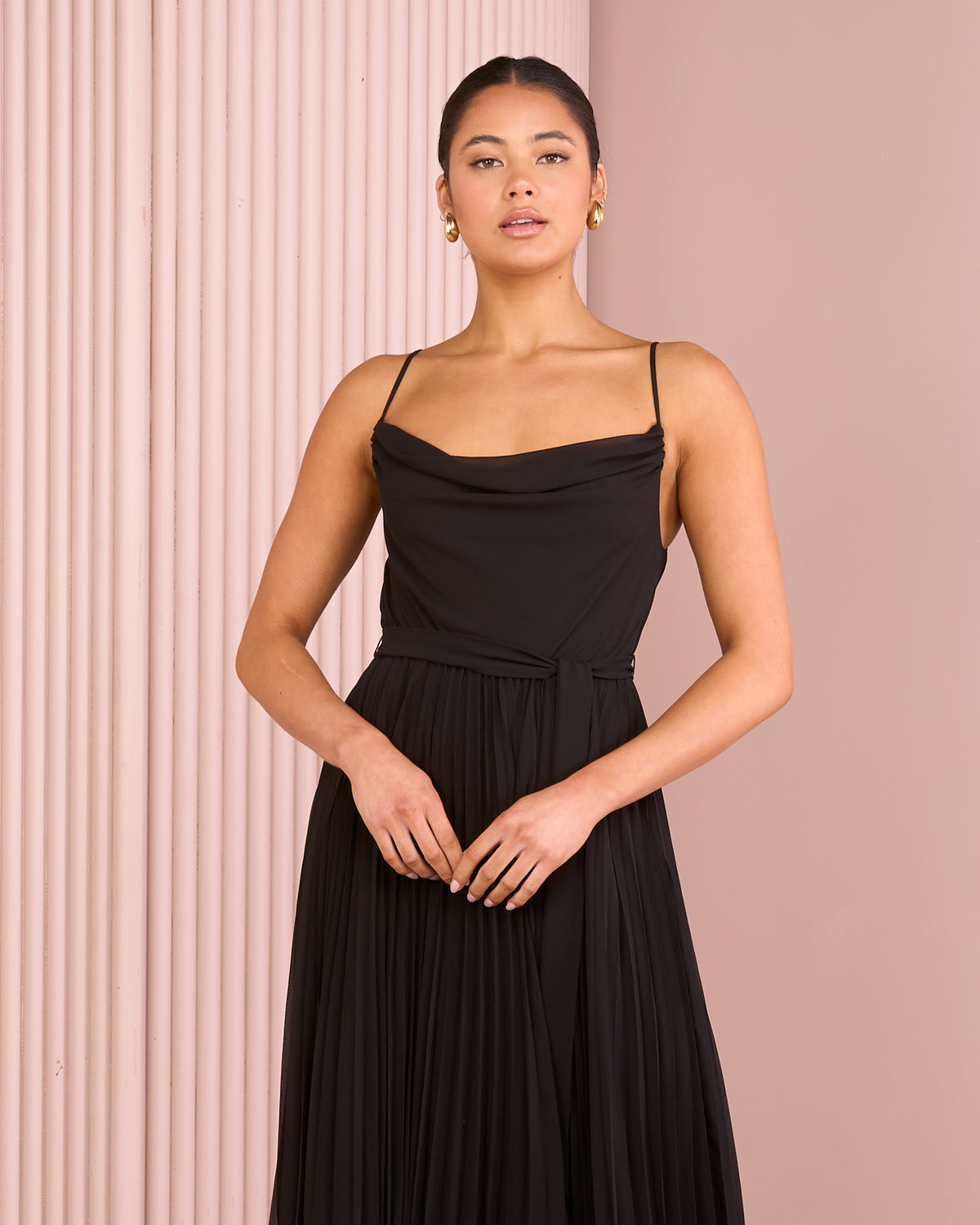 Joy Cowl Neck Midi Dress