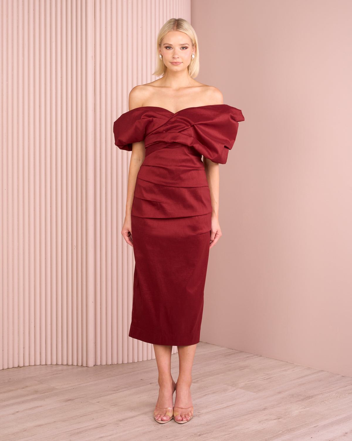 Elyan Puff Collar Midi Dress