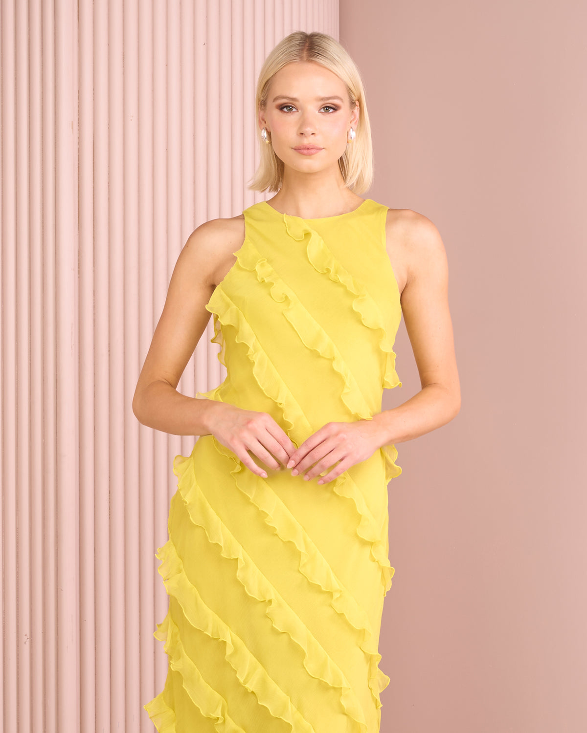 Akira High Neck Ruffle Dress