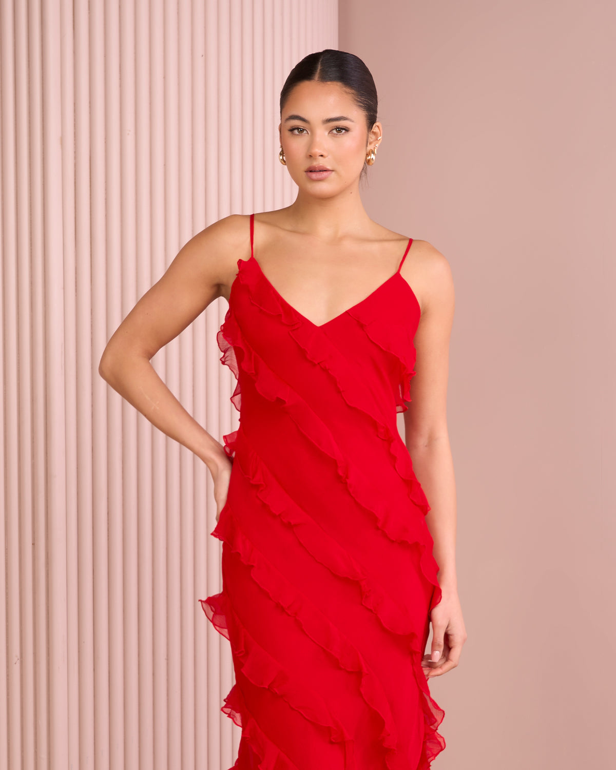 Pearlene Ruffle Maxi Dress