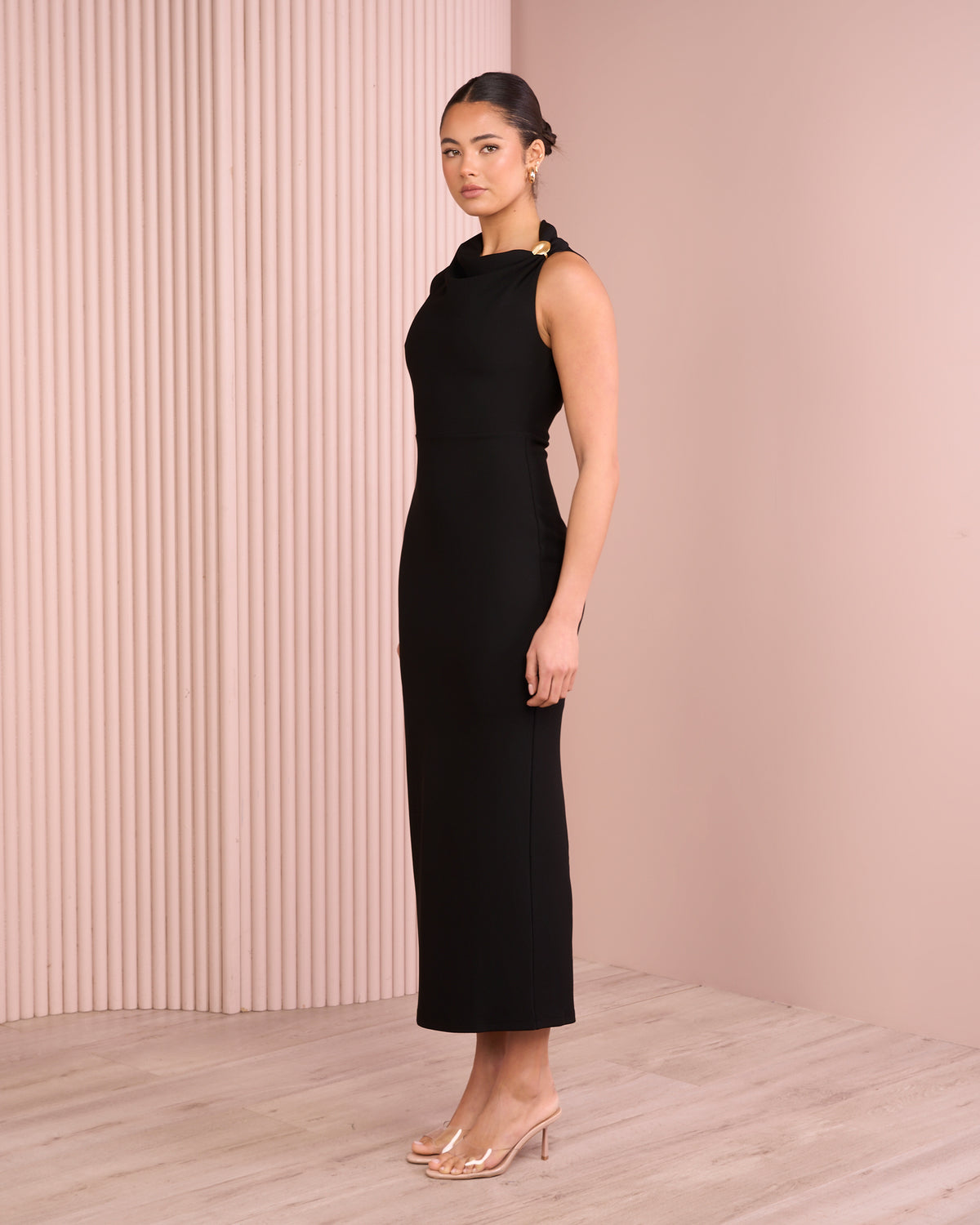 Roza High Neck Satin Maxi