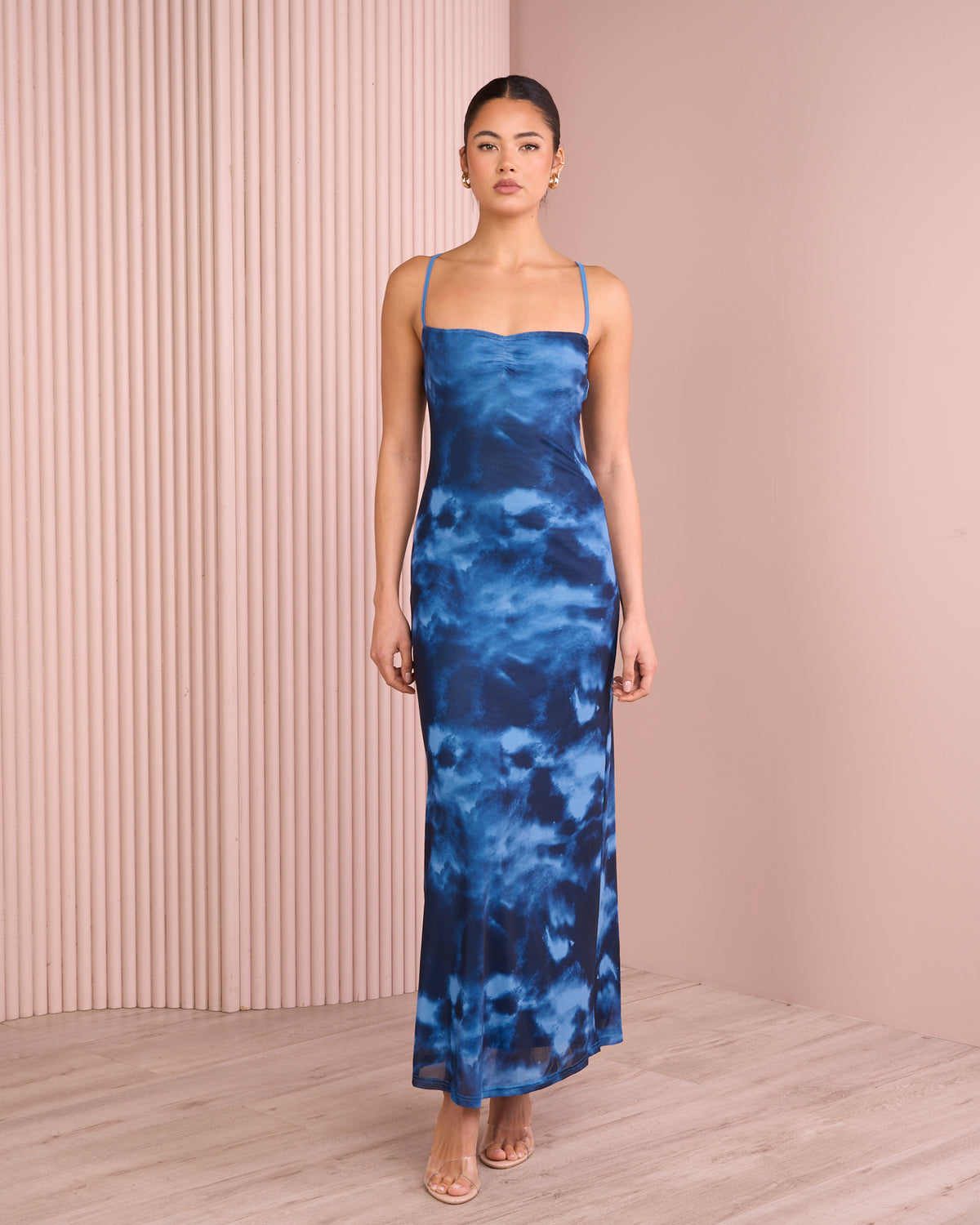 Colina Low Back Mesh Maxi Dress