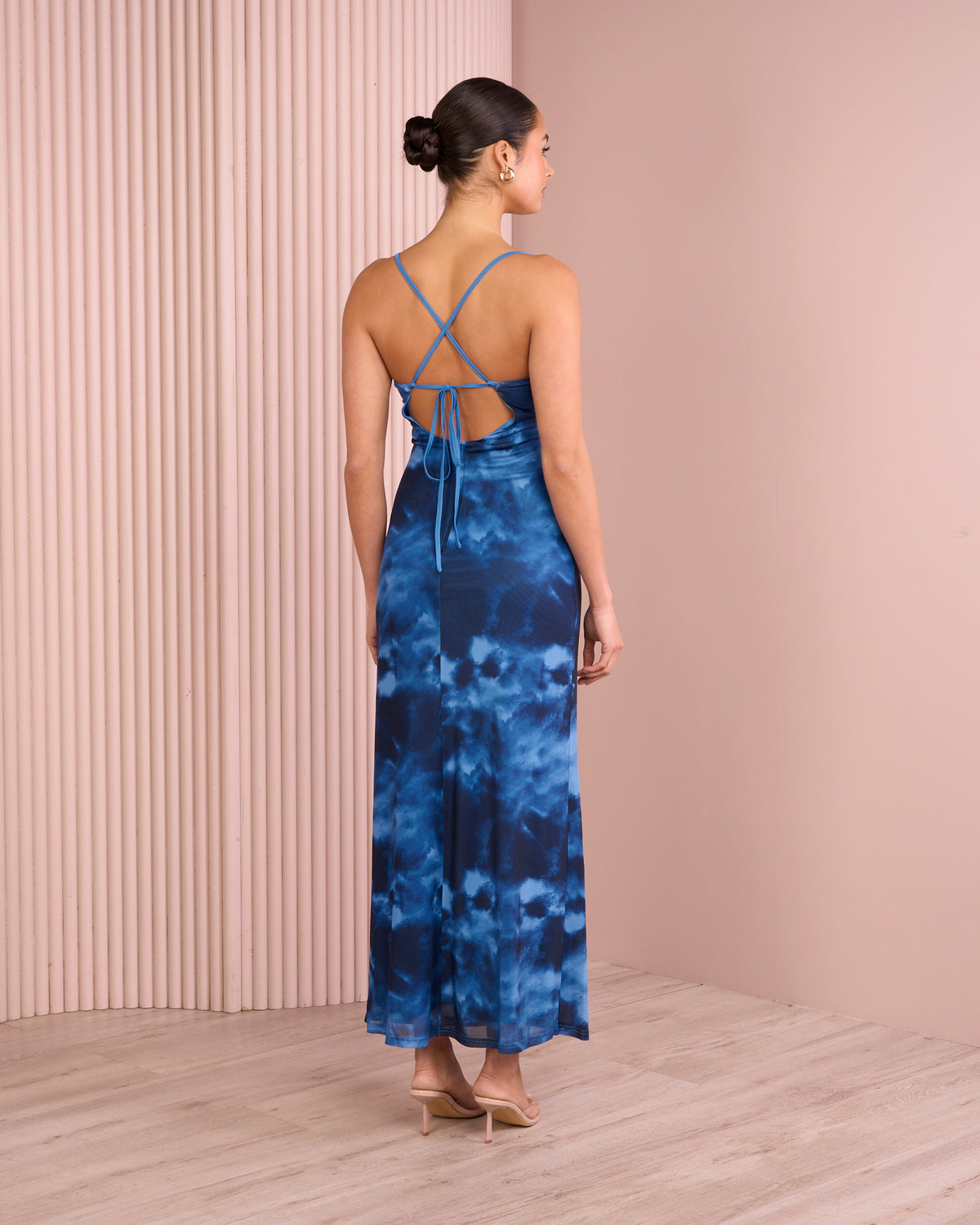 Colina Low Back Mesh Maxi Dress