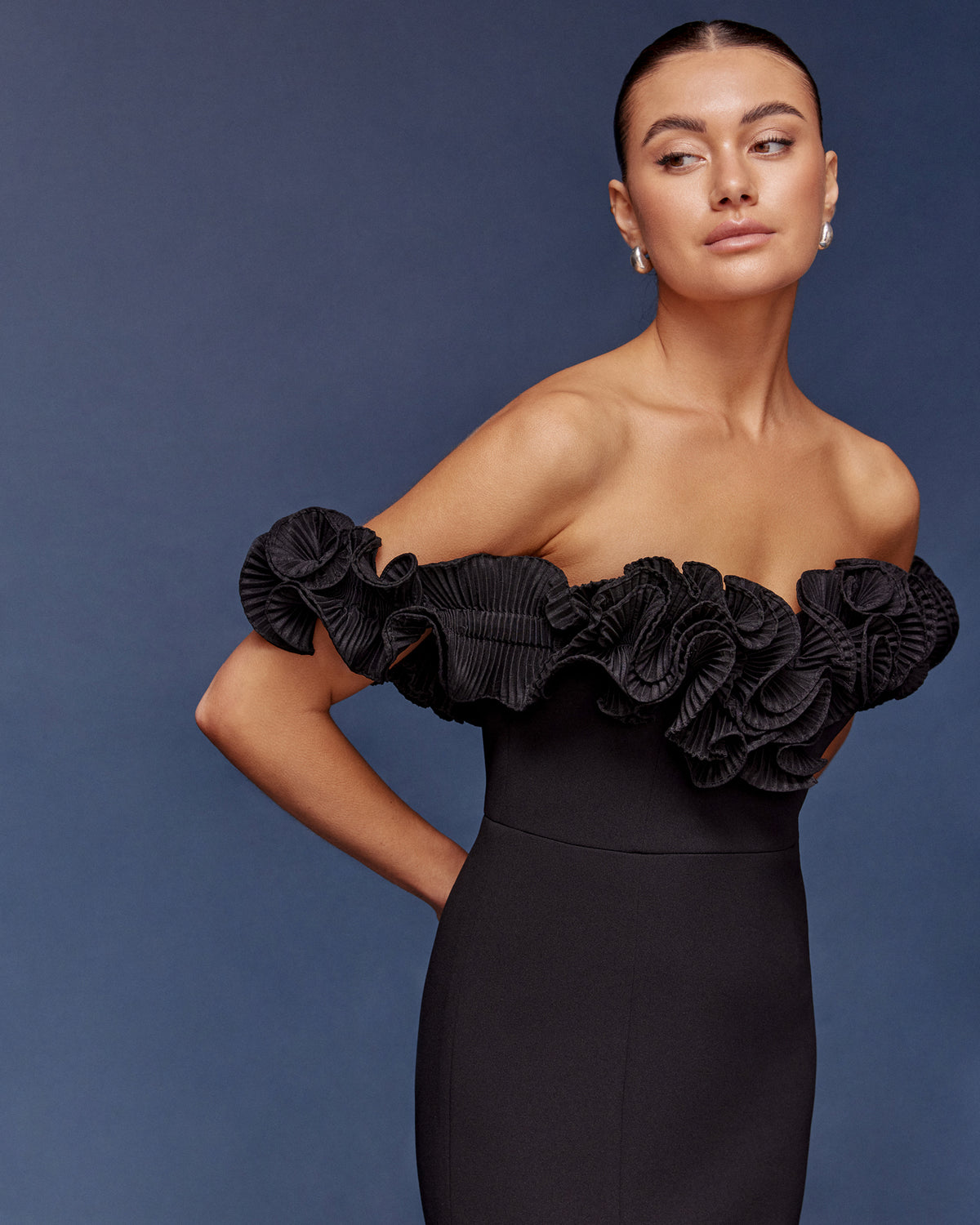 Ziva Frill Off Shoulder Gown