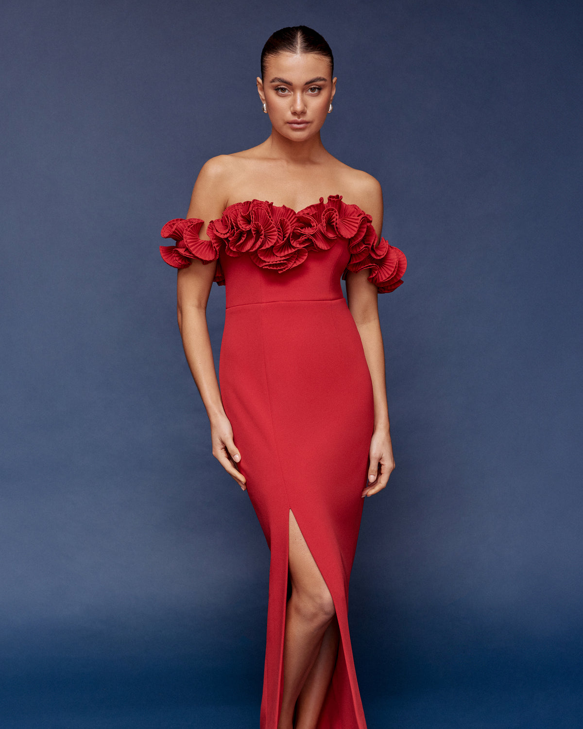 Ziva Frill Off Shoulder Gown